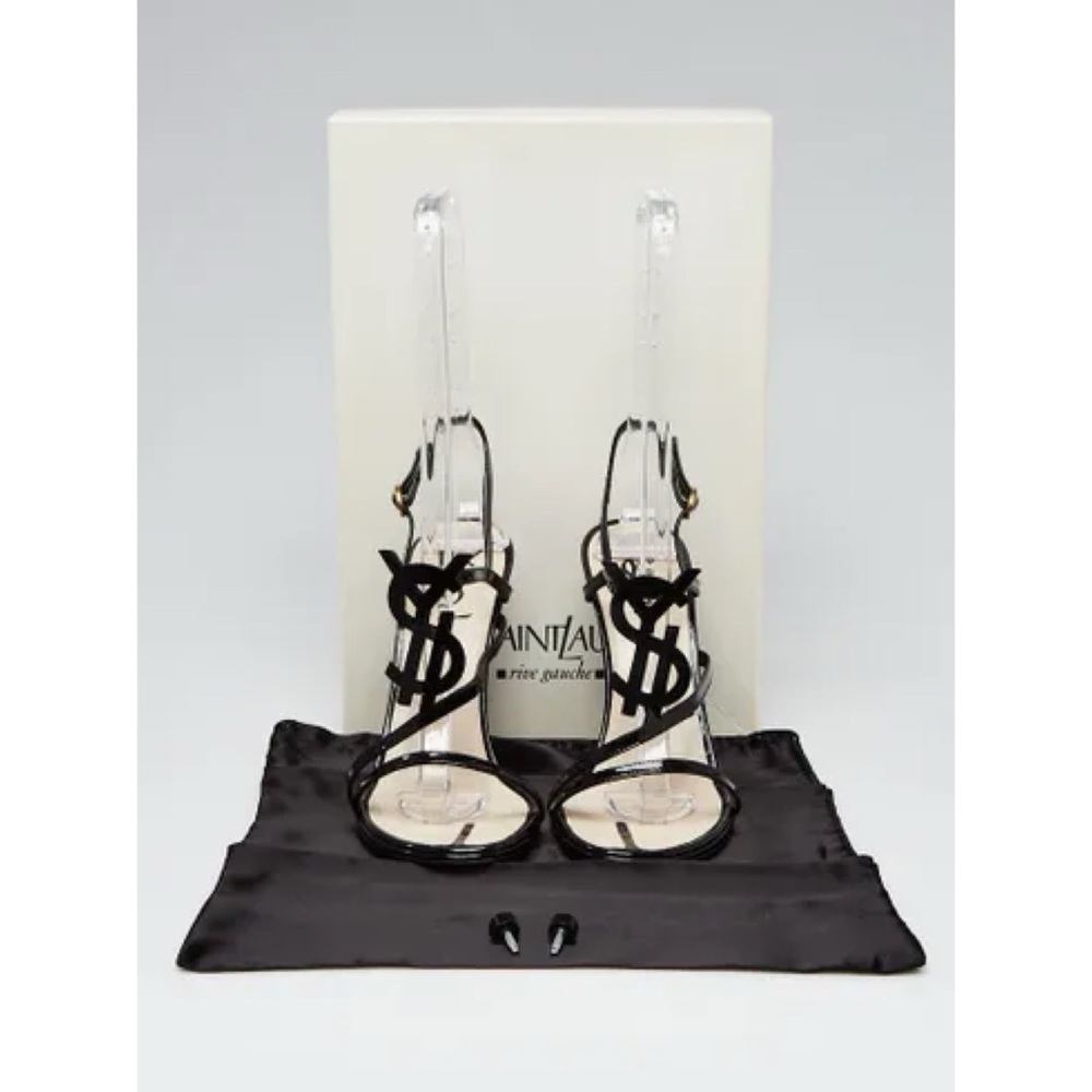 Yves Saint Laurent YSL Hero Patent Leather Logo Slingback Sandals (Size: 8.5) - Picture 7 of 8